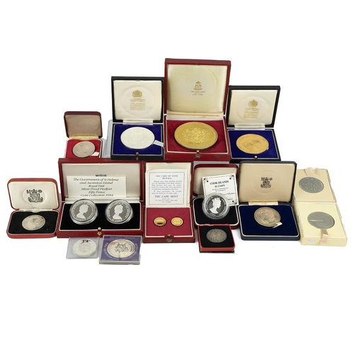 205 - Collection of world coins and medals, primarily silver, including Ascension Island/St Helena, 1984 P... 