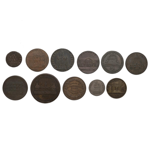 250 - Eleven (11) 17th, 18th and 19th century tokens, copper and silver, including 1669 Tetbury, Glouceste... 