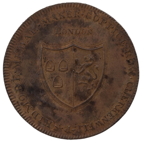 216 - Skidmore's Clerkenwell series copper Penny token, Rivaulx Abbey (DH Middlesex 159). Obverse: ruins o... 