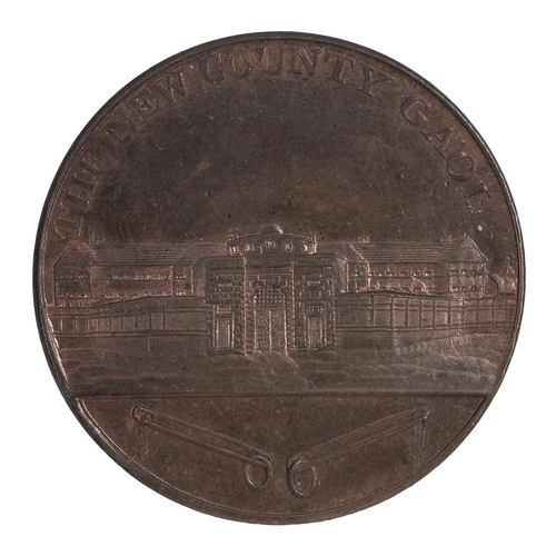 213 - 1797 Gloucester, Gloucestershire copper Penny token, New County Gaol (DH 10). Obverse: architectural... 