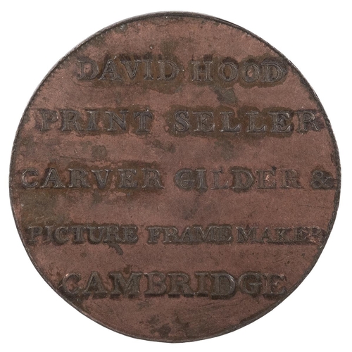 212 - Cambridge, Cambridgeshire copper Halfpenny token, David Hood (DH 19a). Obverse:  wheat sheaf, 'PEACE... 