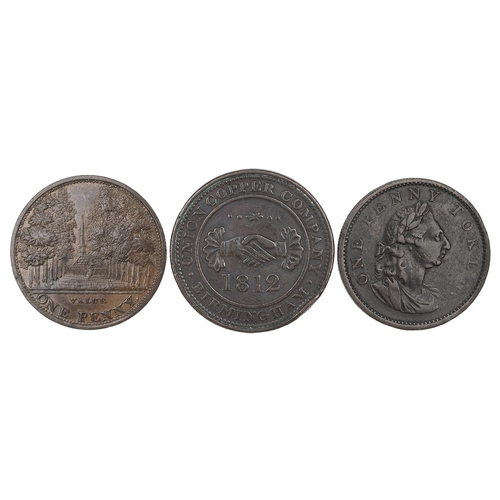 248 - Three (3) 19th-century copper Penny tokens, including 1812 Cheltenham, J Bishop & Co (W 673); 18... 