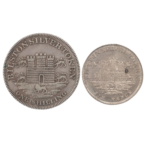 244 - Two (2) 1811 Bilston, Staffordshire silver tokens, Rushbury and Woolley, including Shilling (D 2); a... 