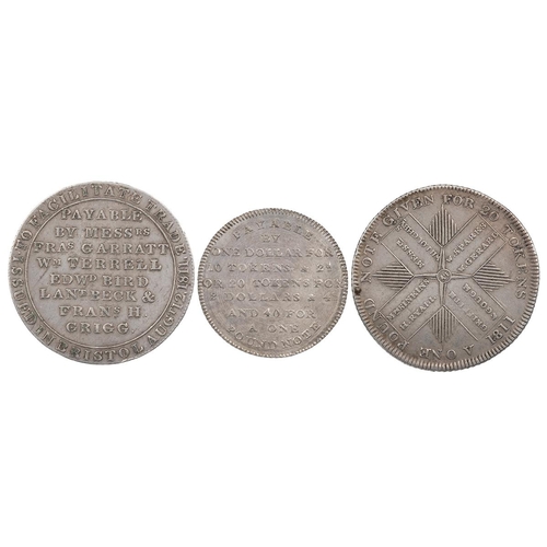 243 - Three (3) 19th-century Somerset silver tokens, including 1811 Bristol, Commercial Token Bank Co Shil... 