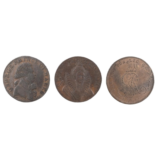 233 - Three (3) Sussex copper Halfpenny Tokens, including 1794 Brighton, Prince of Wales (DH 3a); 1794 Chi... 