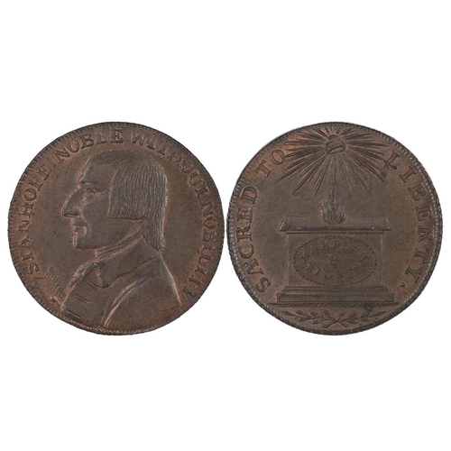 220 - Charles Stanhope, Political and Social copper Halfpenny token (DH 1040). Obverse: bust, left, 'STANH... 