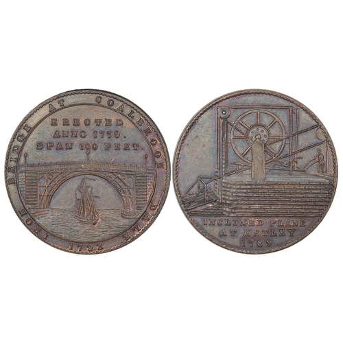 225 - 1792 Coalbrookdale, Shropshire copper Halfpenny token (similar DH 16-17). Obverse: Iron Bridge with ... 