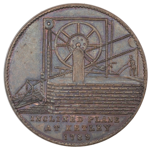 225 - 1792 Coalbrookdale, Shropshire copper Halfpenny token (similar DH 16-17). Obverse: Iron Bridge with ... 