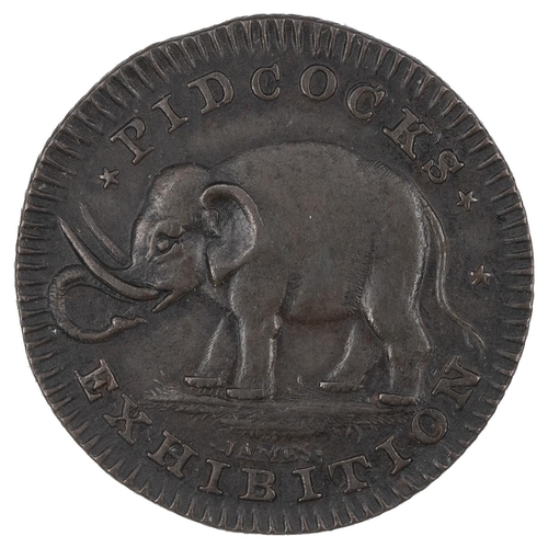 221 - J&G Pidcock, Middlesex copper Farthing token (DH 1067). Obverse: elephant, 'JAMES' beneath, 'PID... 