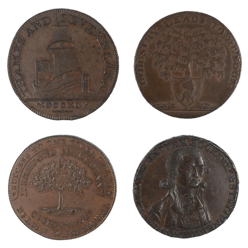 238 - Four (4) Gloucestershire, Hereford and Oxfordshire copper Halfpenny tokens, including 1795 (MDCCXCV)... 