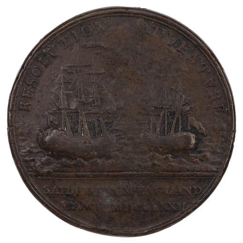 255 - 1772 Resolution and Adventure medal (Eimer 744a, BHM 165, Betts 552). Obverse: laureate bust of Geor... 