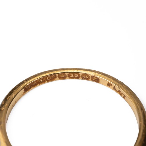 5 - 22ct gold wedding band, 2.56 grams, along with a 18ct gold wedding band, 4.71 grams, along with a 9c... 