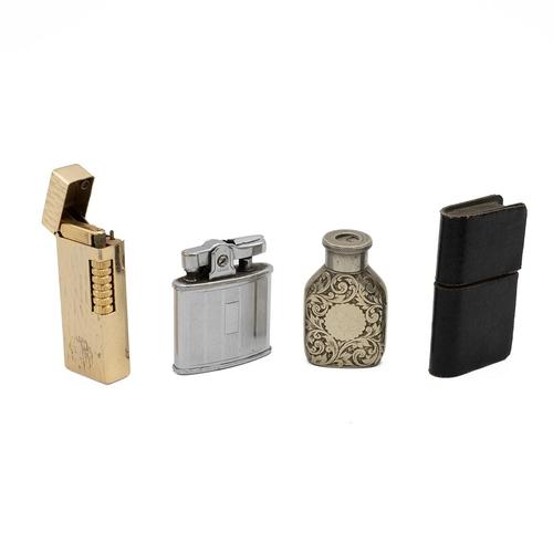 15 - Assorted collectables including military, lighters, cigarette cases, early 20th century novelty case... 