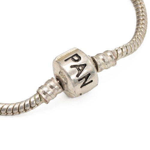 18 - Pandora silver bracelet (11 grams silver weight), other silver jewellery (17 grams) and other white ... 