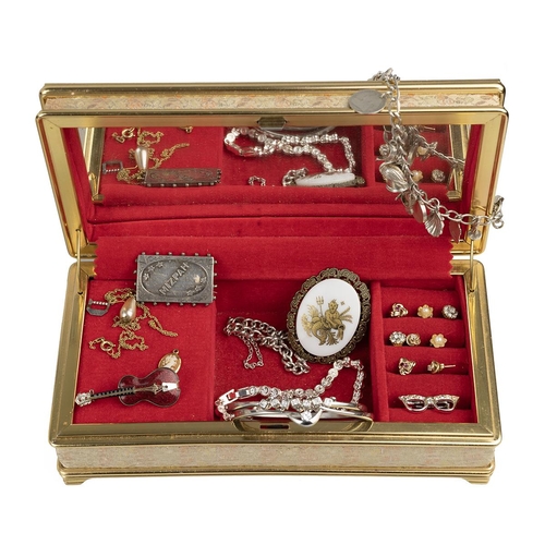 25 - Collection of costume jewellery, including rings, silver heart-shaped necklace, charm bracelet, pock... 