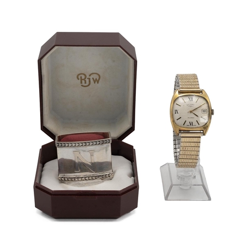 31 - Rotary gentlemen's Incabloc watch, along with silver napkin ring.