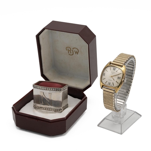 31 - Rotary gentlemen's Incabloc watch, along with silver napkin ring.