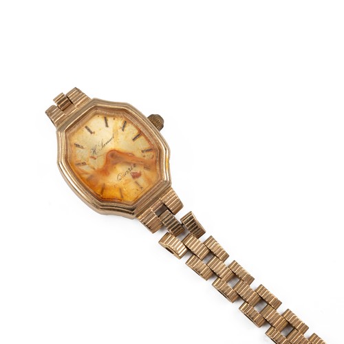 32 - 9ct gold H. Samuel lady's watch and strap, 13.89 grams.