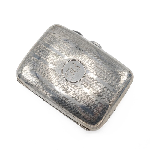 47 - Silver vesta case, along with a silver cigarette case, modern silver jockey cap, silver pencil holde... 