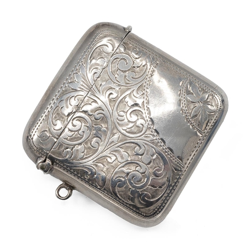 47 - Silver vesta case, along with a silver cigarette case, modern silver jockey cap, silver pencil holde... 