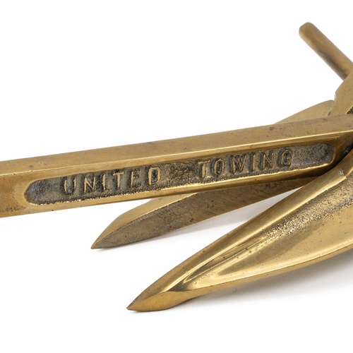 62 - Three early 20th Century brass self-stowing anchors - miniature sales representative's samples by Un... 