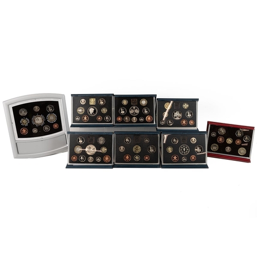 81 - Twelve (12) UK proof coin sets, standard and deluxe, including sets dated 1993, 1995, 1996, 1997, 19... 