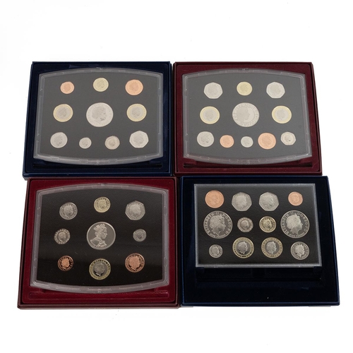 81 - Twelve (12) UK proof coin sets, standard and deluxe, including sets dated 1993, 1995, 1996, 1997, 19... 