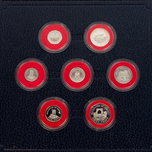 84 - Jersey, 1983 frosted silver proof seven-coin set, including 1p, 2p, 5p, 10p, 20p, 50p and £1, all in... 