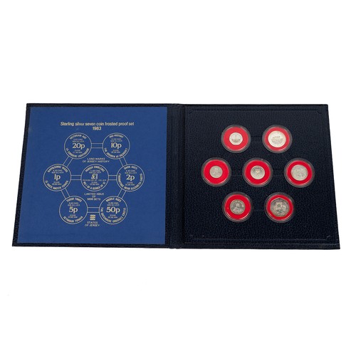 84 - Jersey, 1983 frosted silver proof seven-coin set, including 1p, 2p, 5p, 10p, 20p, 50p and £1, all in... 