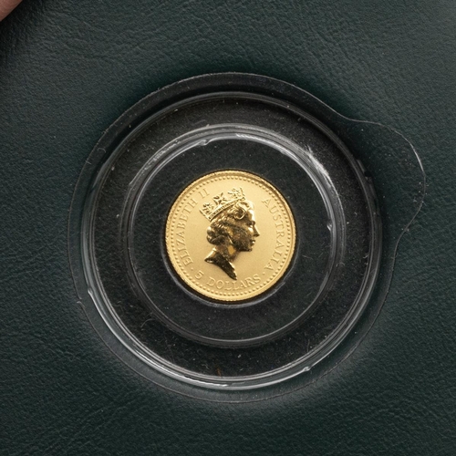 87 - 'The Australian Nuggett' five dollar coin 1993 - stated to be 1/20 oz of 99.99% gold, in presentatio... 