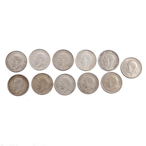 89 - Eleven (11) George V silver Shillings, including 1911, 1912, 1915, 1916 (x2), 1918, 1920, 1926, 1935... 