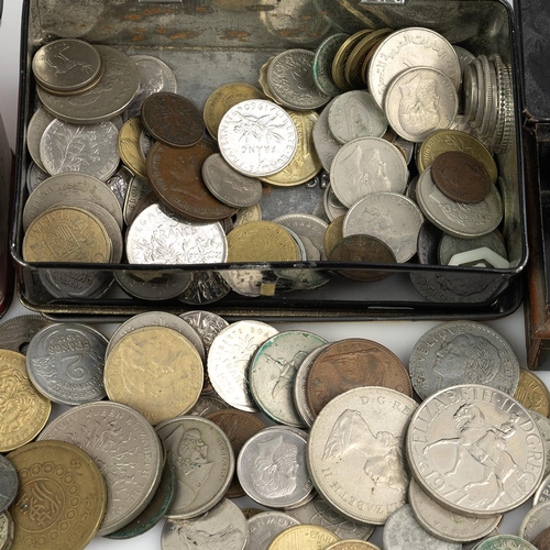 103 - Collection of Victorian silver coins, along with various later examples, notes and world coins.