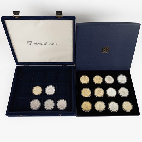 110 - Collection of silver commemorative Westminster coins along with various cupro crowns.