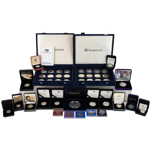 111 - Royal Mint Silver Proof Coins cased and an assortment of cased collectors coins including 'History o... 