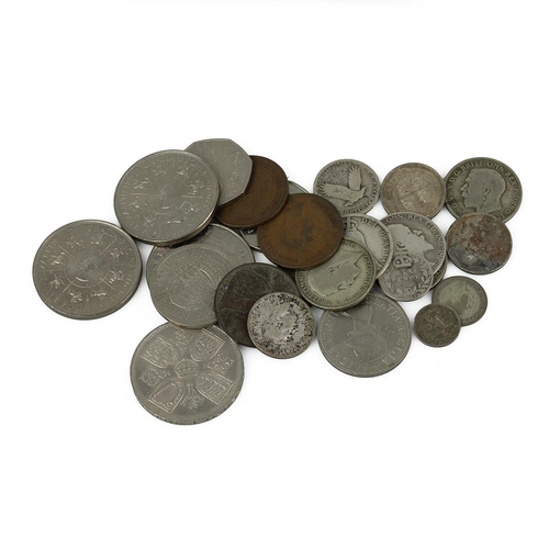 112 - Collection of coins, including two 1899 half-crowns, along with various other Victorian silver coins... 