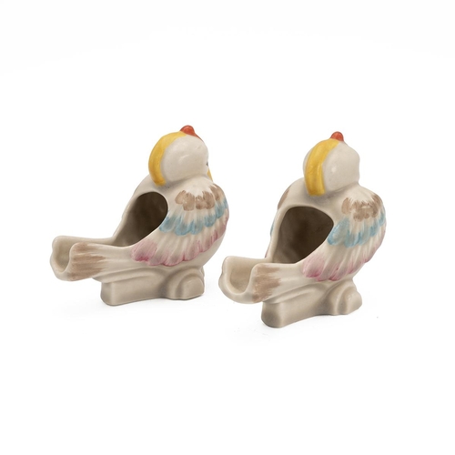 173 - Clarice Cliff for Wilkinson - two pipe stands in the form of turkeys (H 7.5cm), together with small ... 