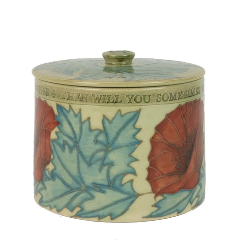 175 - Sally Tuffin for Dennis China Works - lidded biscuit jar by Rory McLeod and Louise Norris, with slip... 