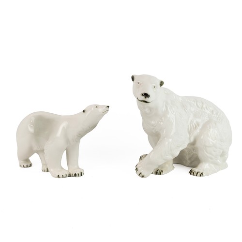 186 - Royal Dux porcelain polar bears (x 2) each with pink triangle and printed Royal Dux marks, and the l... 