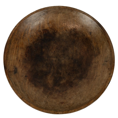 247 - Vintage large walnut shallow bowl. Original patina, diameter 57cm.