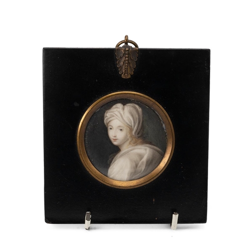 250 - Italian portrait miniature of a lady - Stefano Casabona after Guido Reni, early 19th Century. Gouach... 