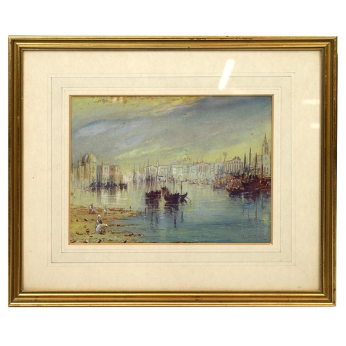 271 - Indistinctly signed early 20th century watercolour of  a continental city river scene; and instinctl... 