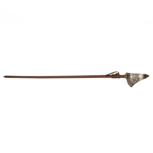 341 - 1897 Pattern Infantry Officer's sword with leather field scabbard. Straight blade (82cm) with half f... 