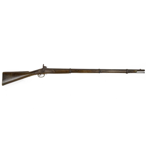 346 - 1850s Enfield Rifle with ram rod stamped WD F.I 1O 62 to the stock crown and VR to the plate, L141cm