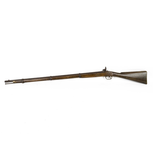 346 - 1850s Enfield Rifle with ram rod stamped WD F.I 1O 62 to the stock crown and VR to the plate, L141cm