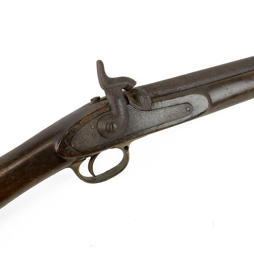 346 - 1850s Enfield Rifle with ram rod stamped WD F.I 1O 62 to the stock crown and VR to the plate, L141cm