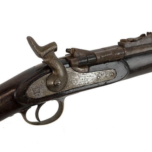 347 - 1880 Snider Tower musket rifle with ram rod and rising sight and powder chamber, hallmarked with the... 