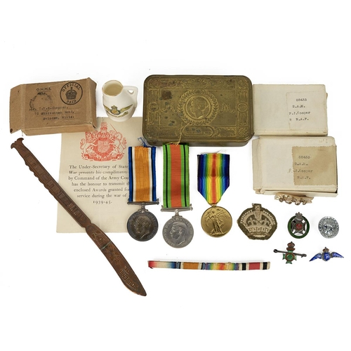 350 - Local Military interest- WW1 medals awarded to 88433.2.A.M FJ Cooper RAF. Victory and British War me... 