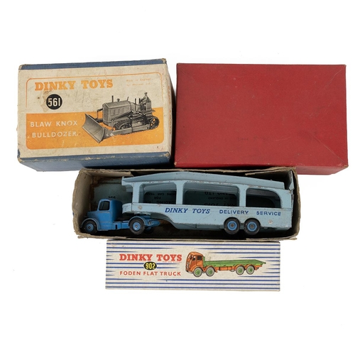 378 - Dinky Toys- Boxed Foden flat truck 902; Delivery Service Truck and ramp, base of box only; Blaw Knox... 