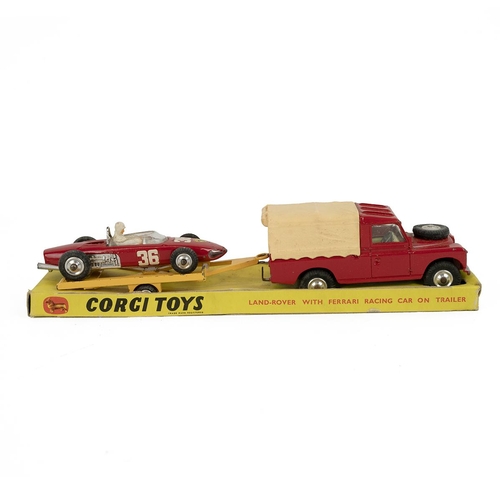 383 - Corgi Toys boxed Land-rover with Ferrari racing car on trailer Gift Set No.17 .