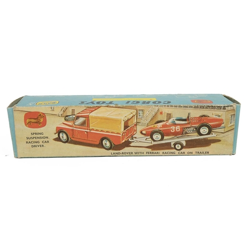 383 - Corgi Toys boxed Land-rover with Ferrari racing car on trailer Gift Set No.17 .